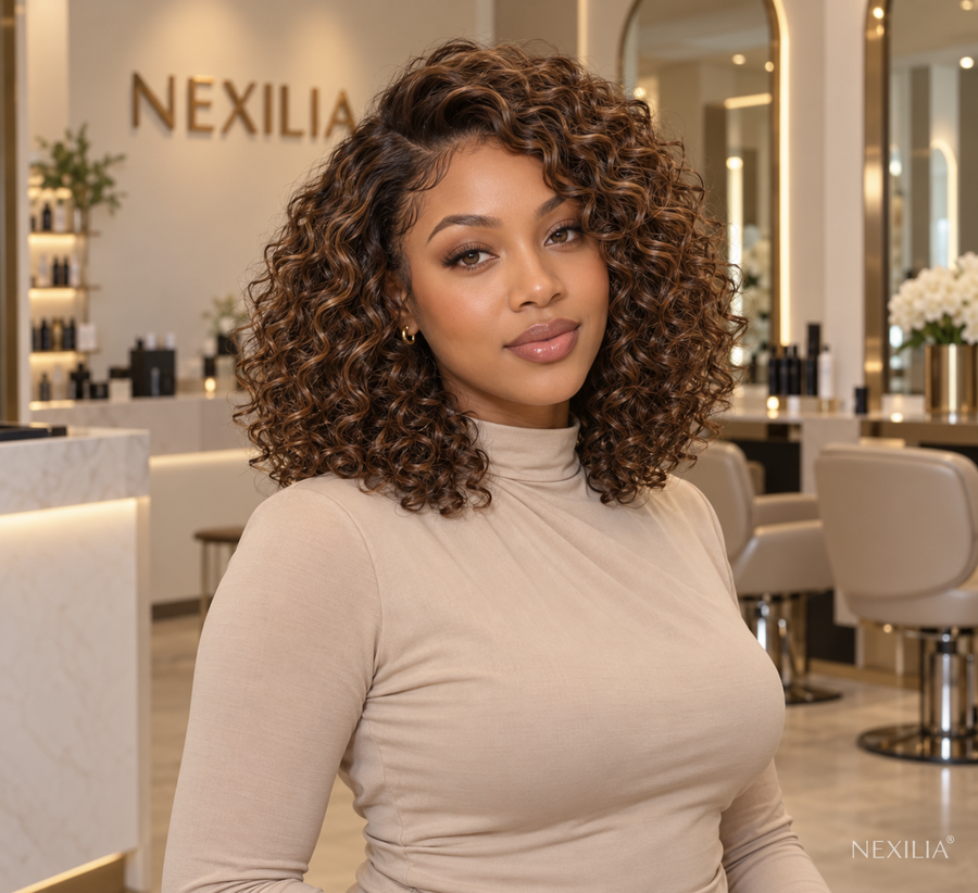Caramel Highlighted Virgin Hair Wig — 12" Caramel Highlight