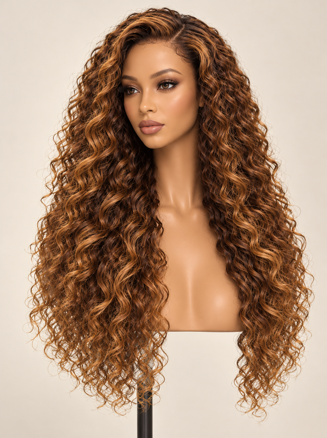 Curly Virgin Hair Wig 30' Wig— Balayage Highlights