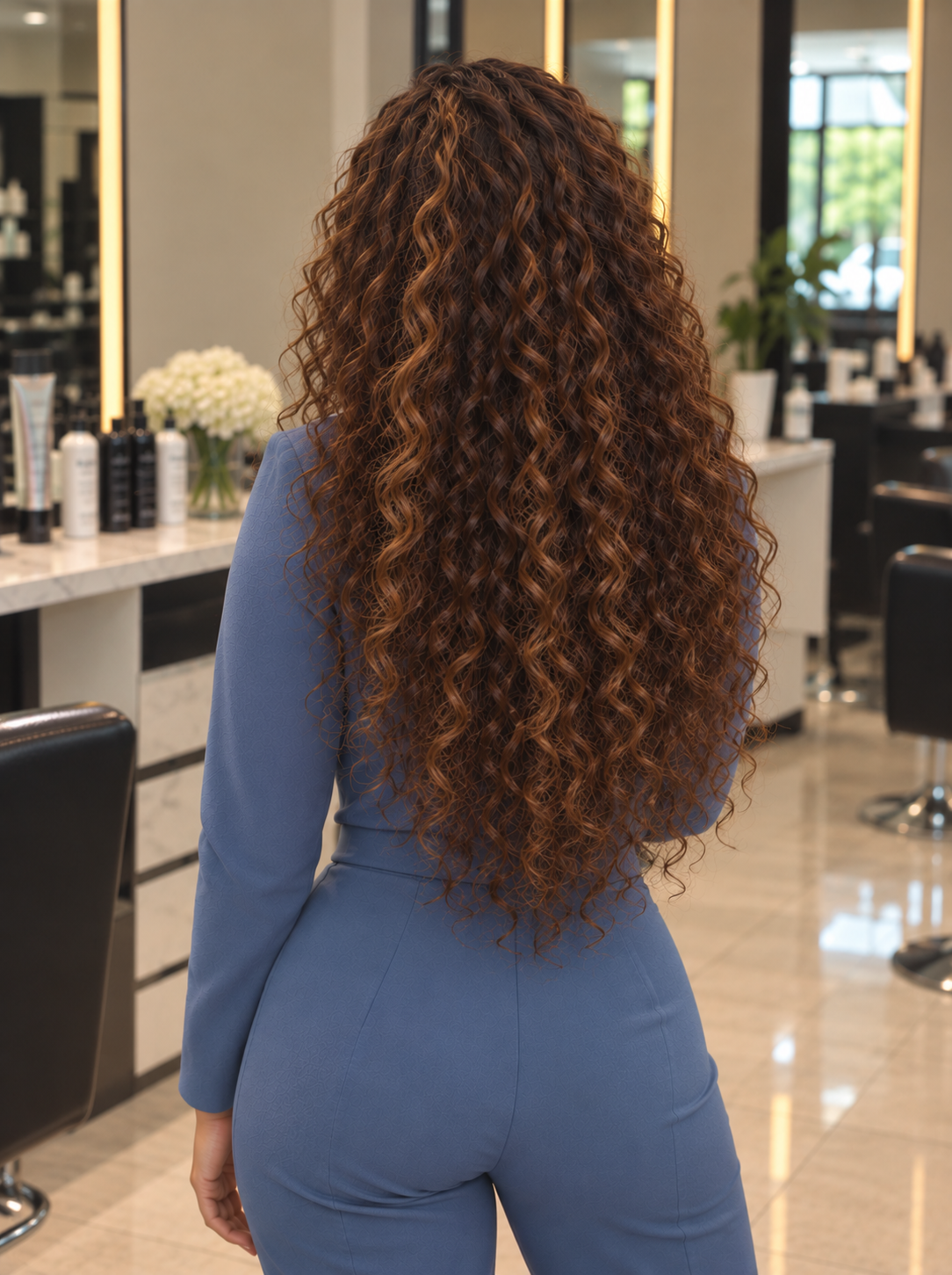 Curly Virgin Hair Wig 30' Wig— Balayage Highlights