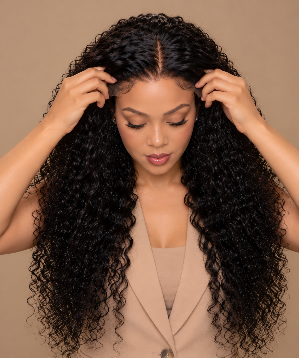 Black Curly Virgin Hair 26" Wig