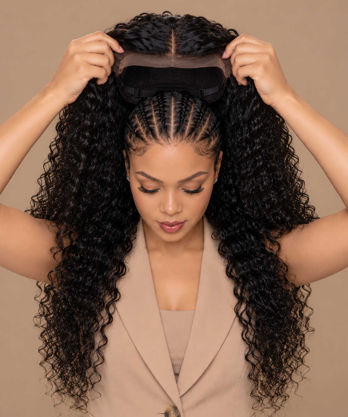 Black Curly Virgin Hair 26" Wig