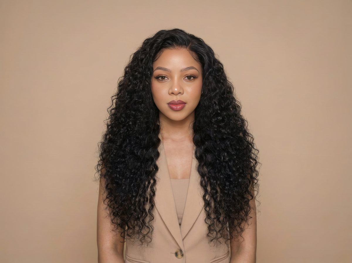 Black Curly Virgin Hair 26" Wig